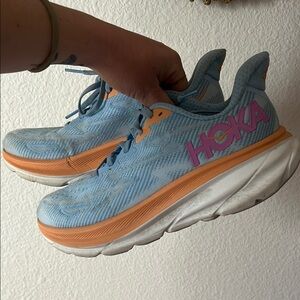 HOKA Blue and Orange Running Shoes
